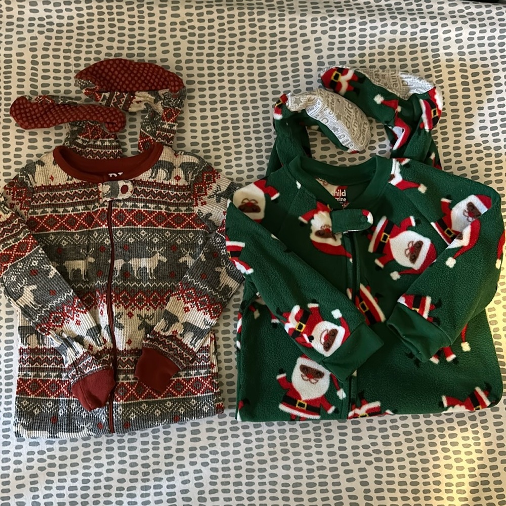 Boys Christmas Pajama Jumpsuit Pair